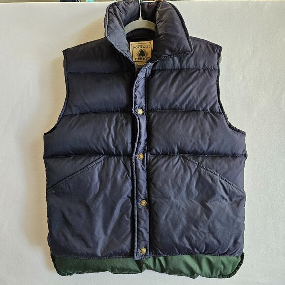 NORTHWEST TERRITORY Down Snap Puffer Vest Navy Blue Mens S - Picture 1 of 7